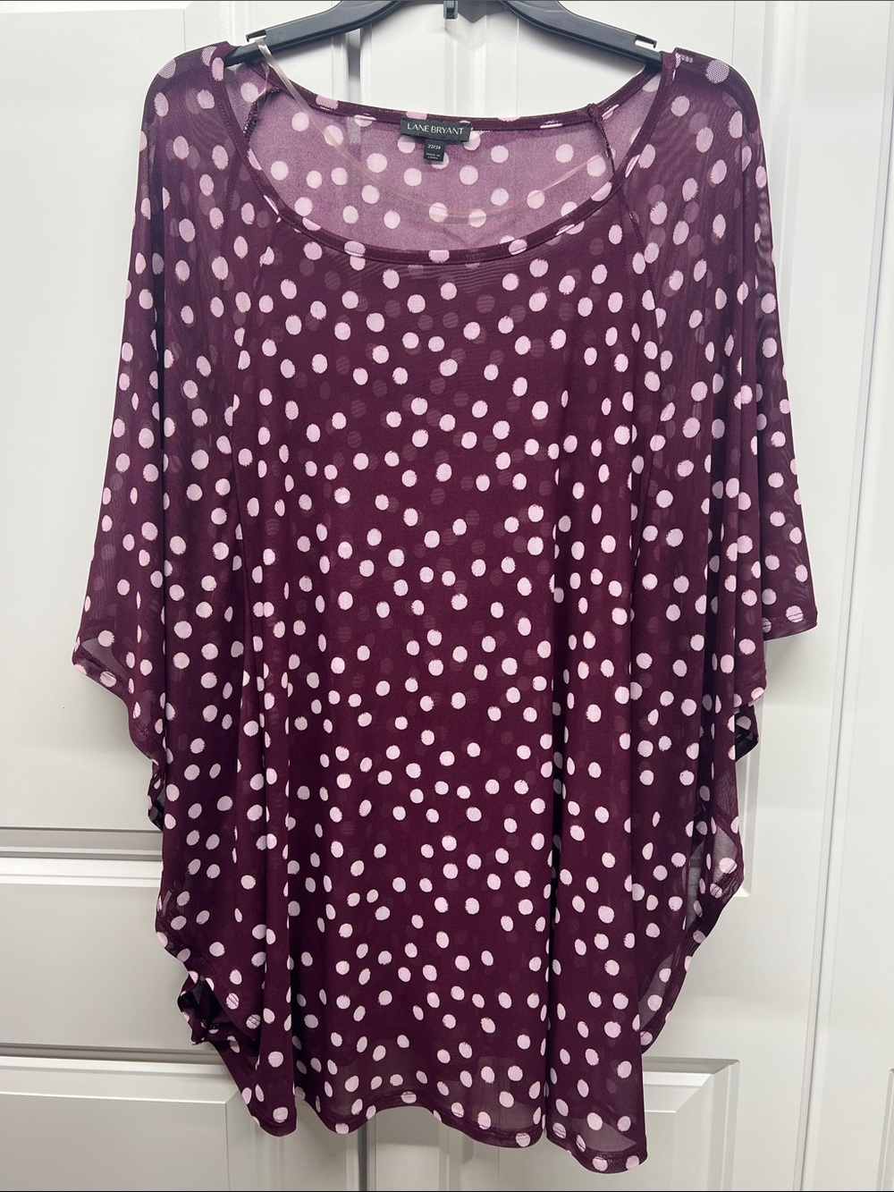 Lane Bryant Polka Dot Mesh Sheer Poncho Cape Blouse Top 22/24